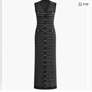 Commense Black and White Striped Maxi Dress